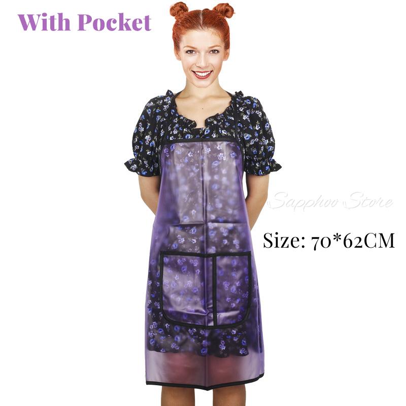 Kapper Huisdier Groomer Werken Schorten Kappers Schort Kapsalon Waterdichte Transparante Tpu Schort Met Pocket Voor Salon: 70cm Purple