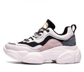 Jianbudan/Brand Chunky Sneakers Vrouwen Casual Zomer Sneakers Ademend Mesh Wandelschoenen Meisje Mode Platform Schoenen: Grey pink / 36