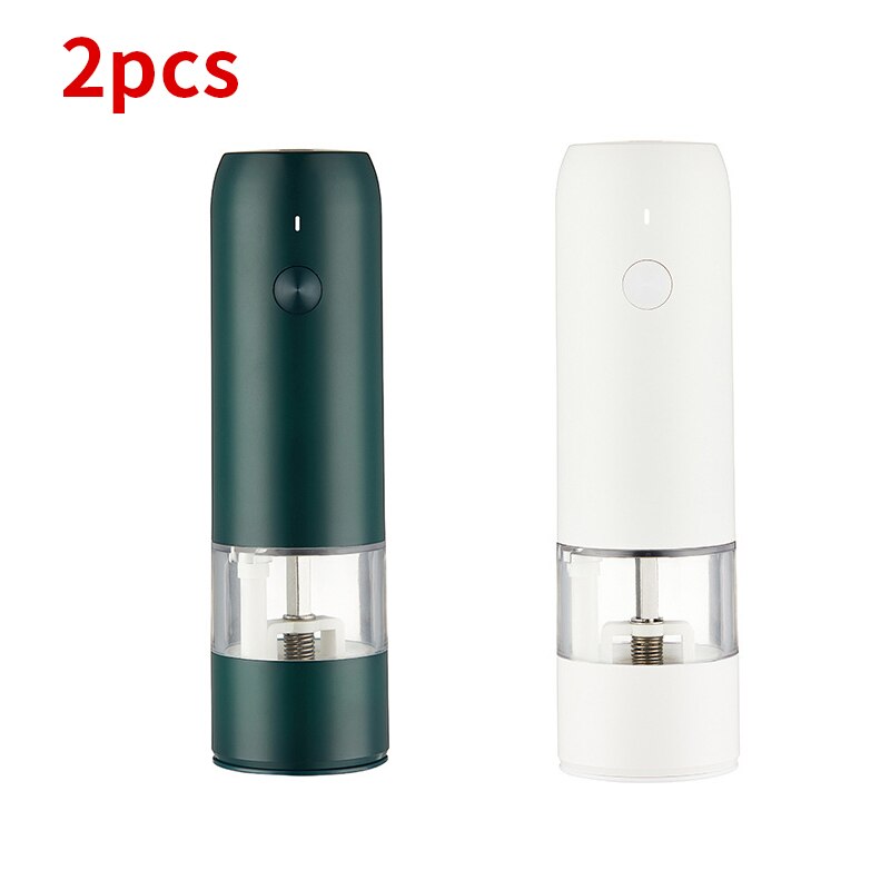 1/2Pcs Electric Pepper Grinder Sets USB Rechargeable Spice Mill Grinder with LED Light Adjustable Kitchen Grinding Gadgets: 2pcs2