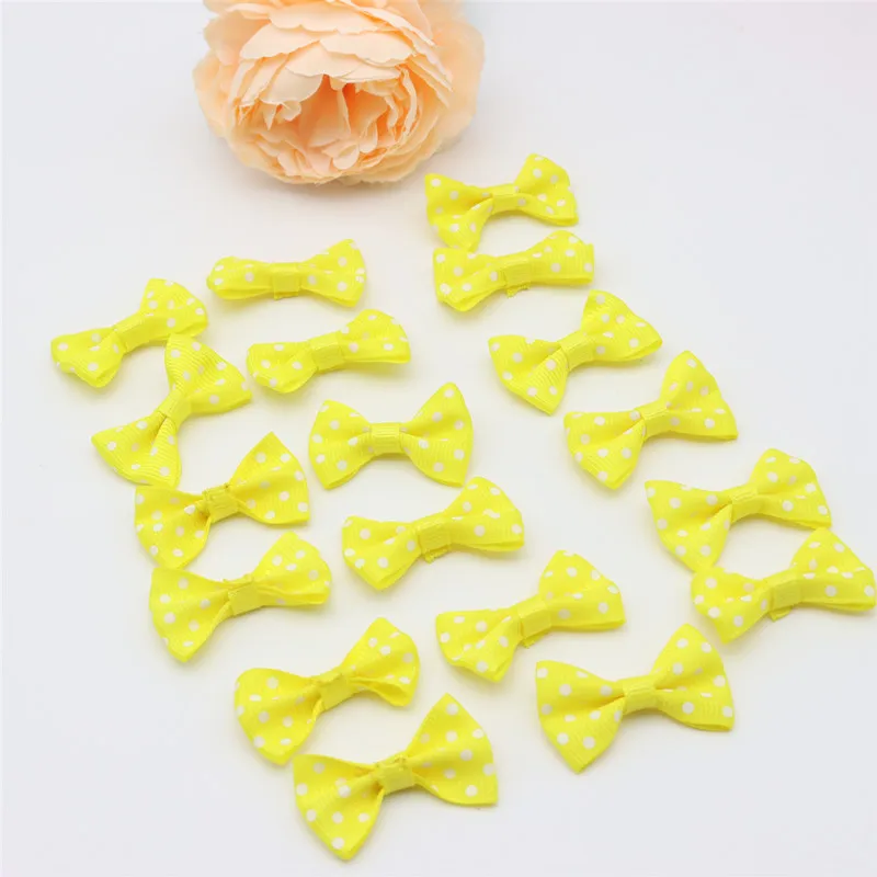 50/100pcs Size 2cmx3.5cm mini polka dot bow waist bow tie clothing diy accessories jewelry small bow tie headwear accessories: Gold / L