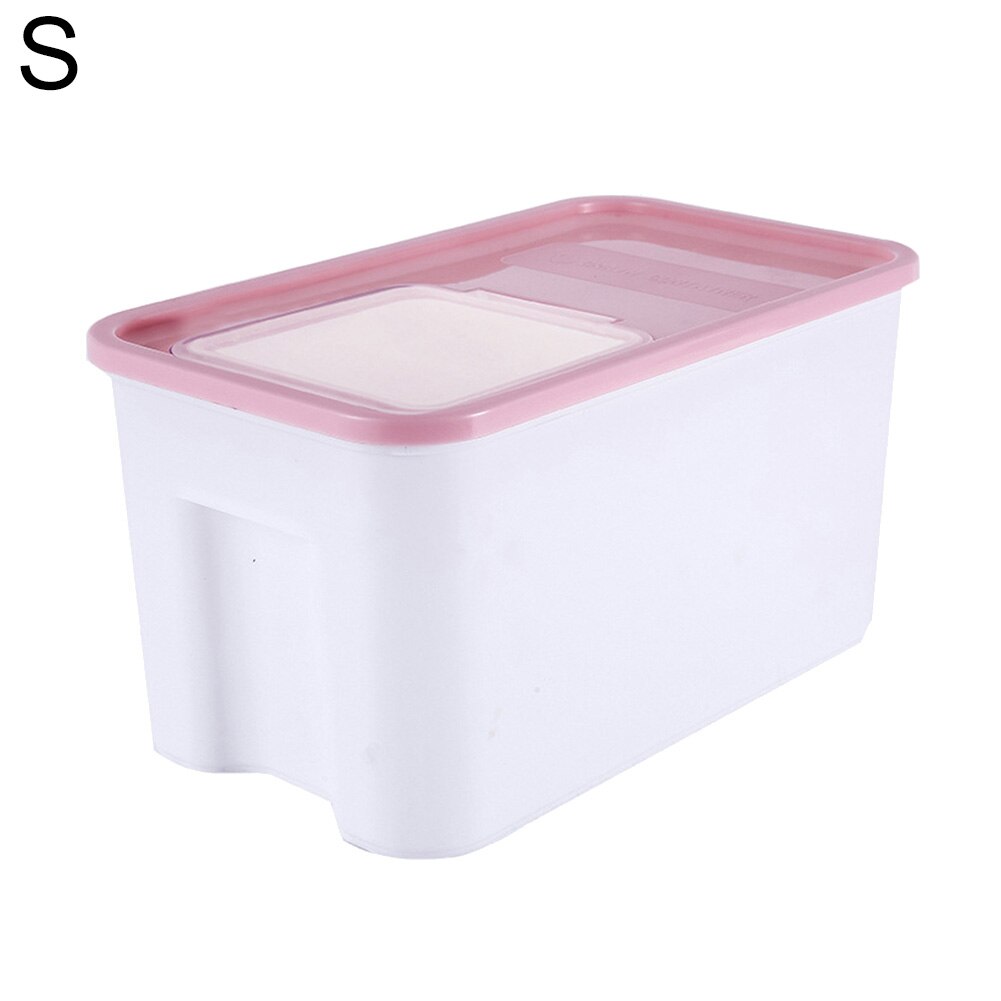 Kitchen Rice Storage Box Grain Cereal Dispenser Food Moisture Proof Container: Pink S