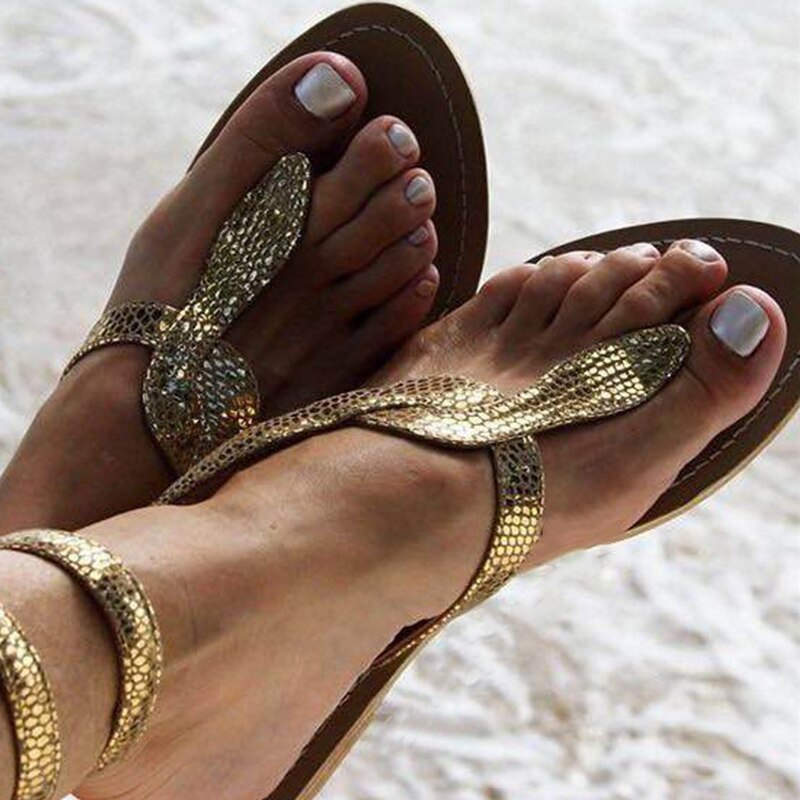 Femmes gladiateur sandales femme serpent modèle chaussures femme tongs plates dames croix liée plage chaussures grande taille