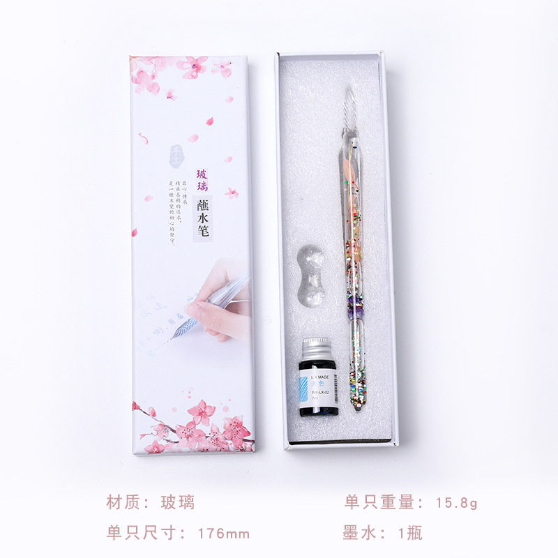 3/7Stck Glas Kuli-einstellen Neue Unterschrift Bleistift Mit Tinte tauchen Bleistift Glas Stifte Schule Kunst Liefert Schreiben zeichnung Schreibwaren: A3 3 