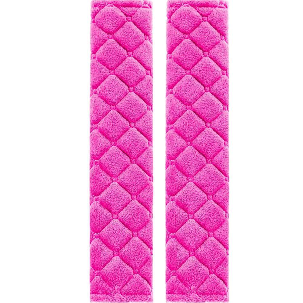 2 stk bil sikkerhetsbelte deksel sele skulder deksel flanell sikkerhetsbelte kappe bil dekorasjon tilbehør interiør rekvisita: Rosa