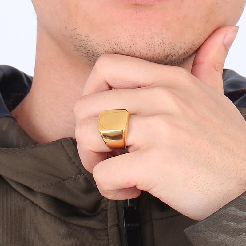 5 Color Signet Ring Stainless Steel Metal Men Jewelry Not Fade