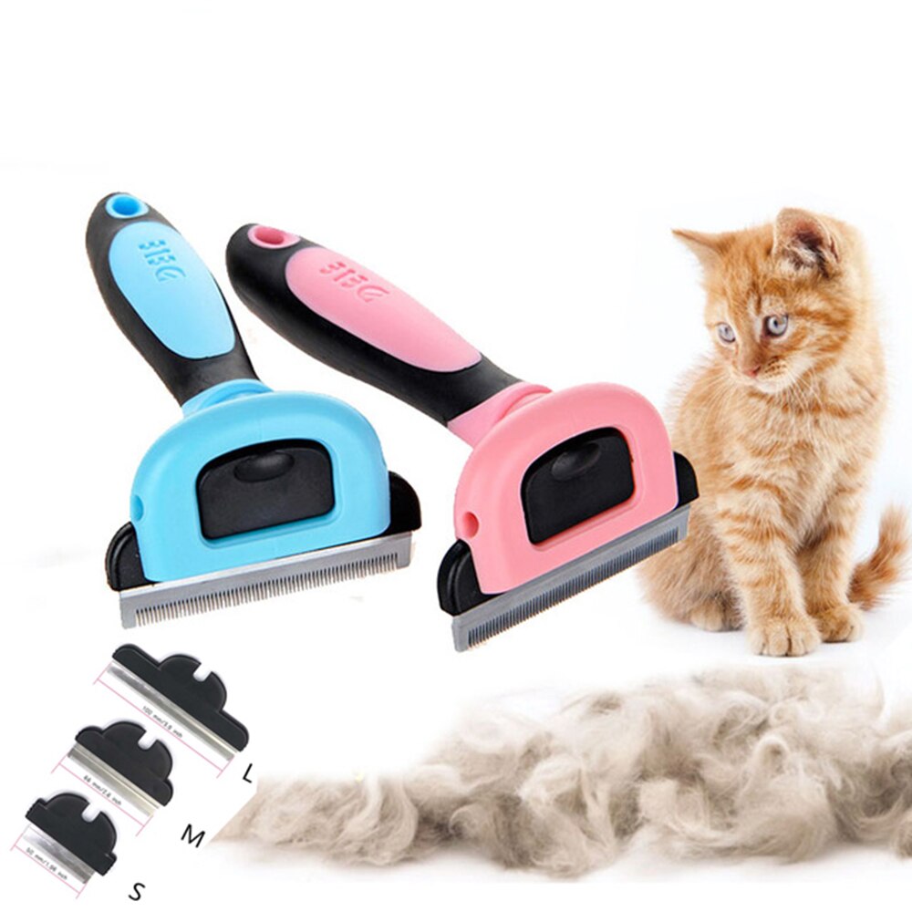 Escova para escovar cães e gatos, removível, pente para remover pelos do gato, curto, médio, cachorro
