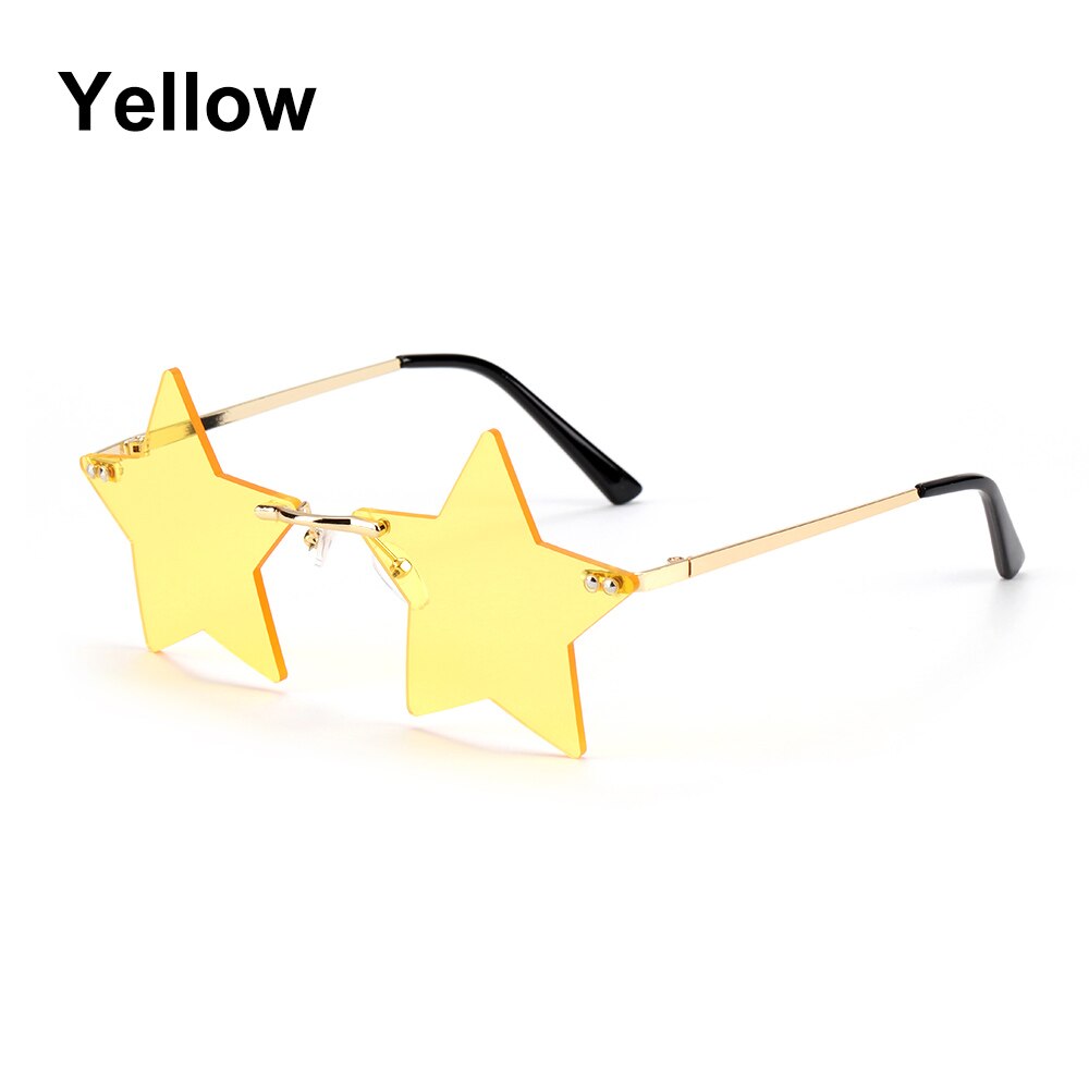 Gafas de sol clásicas con forma de estrella para hombre y mujer, lentes de sol sin montura, transparentes, a la , color océano: yellow