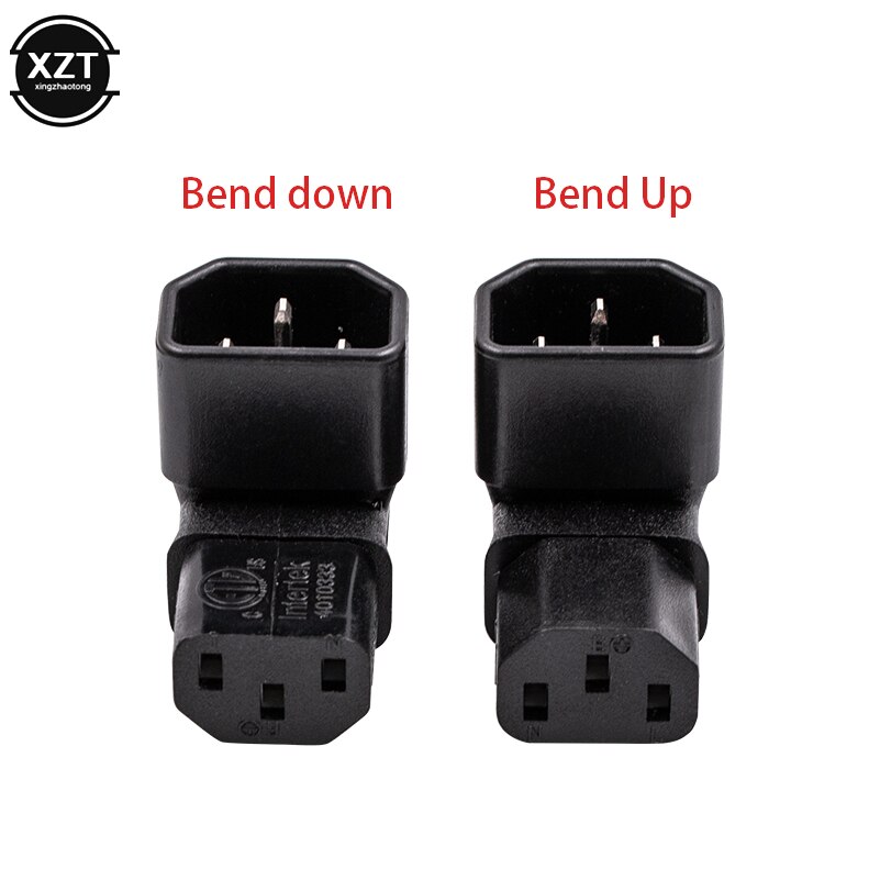 3Pin IEC Connector Down UP 90 Angled IEC 320 C14 Male to C13 Female Power Adapter Connector AC Plug for LCD Wall Mount TV