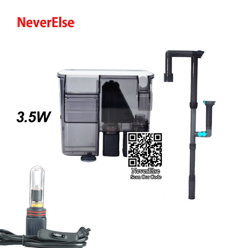 Pompe à filtre UV pour Aquarium externe 4 en 1, filtre de Circulation d'eau, stérilisateur UV, écumoire d'huile/augmente l'oxygène pour accrocher un Aquarium: 3.5W Translucent / EU Plug adapter