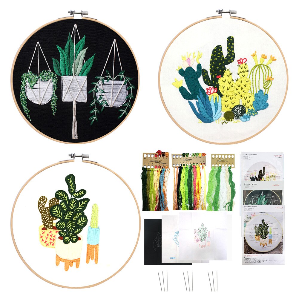 3Pcs/set Embroidery DIY Beginner Material Pack Flowers Patterns Cross Stitch Kits Handmade Cross Stitch Arts Crafts Sewing Decor: Set 3