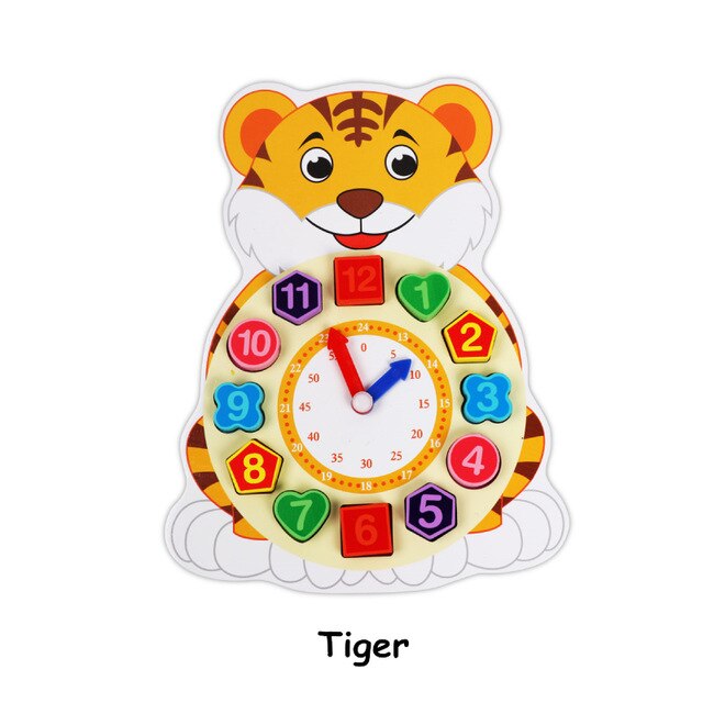 Babyspeelgoed dierenklok kralen doolhof houten speelgoed digitale klok kralen accessoires kinderspeelgoed voor kinderen figuur blokken: Zilver