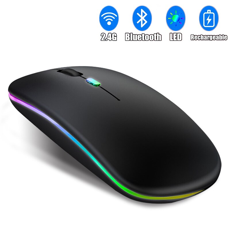 Raton Wireless Mouse With LED Backlit USB Rechargeable Bluetooth-compatible RGB Silent Gaming Mouse For Computer Laptop PC