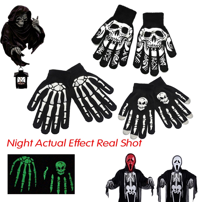 Unisex Winter Fietsen Volledige Fingered Glove Halloween Horror Skull Claw Skelet Anti-Slip Rubber Wanten Fietshandschoenen Apparatuur