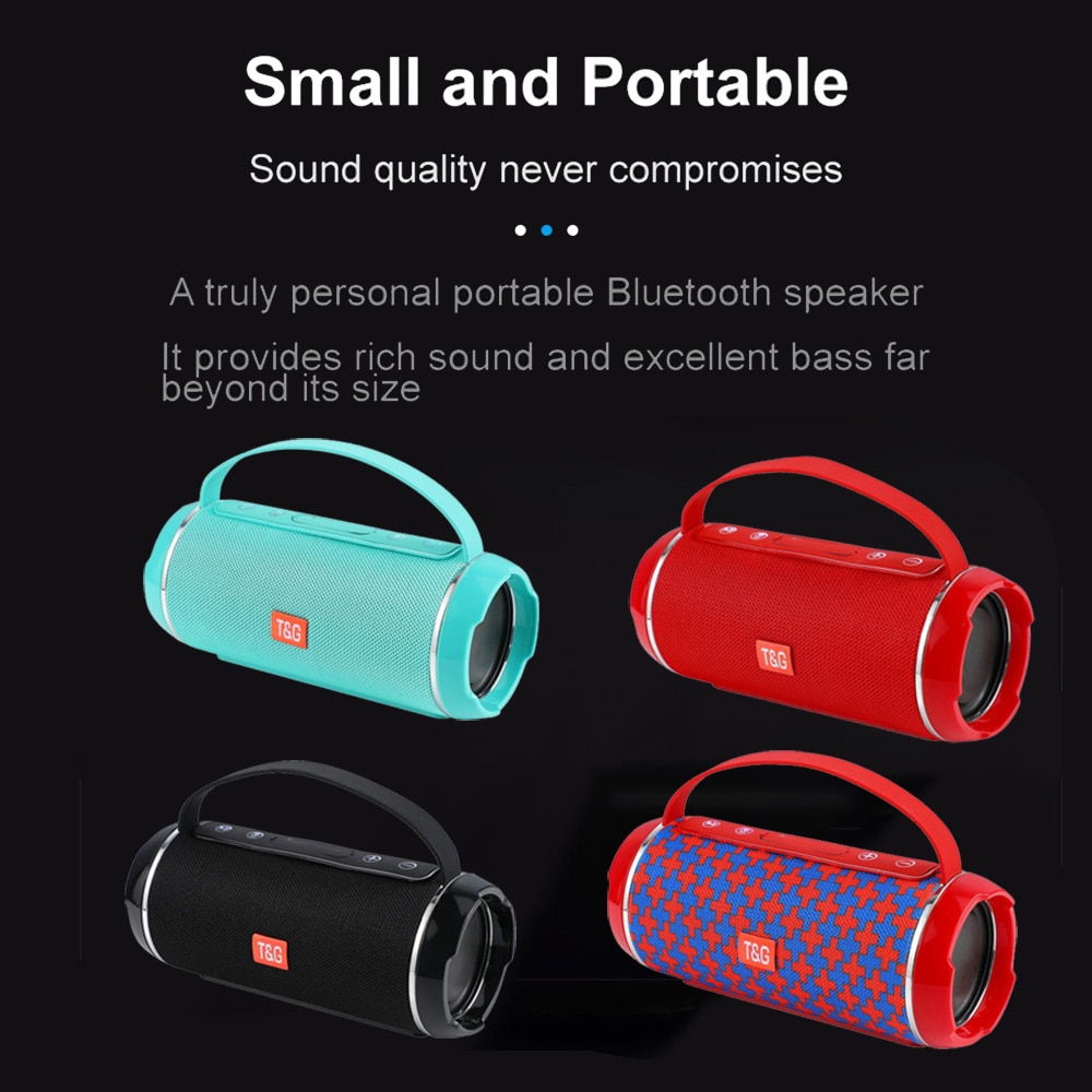 20W portable bluetooth speakers TG116C outdoor stereo subwoofer bass wireless mini column speaker with USB TF FM radio AUX MP3
