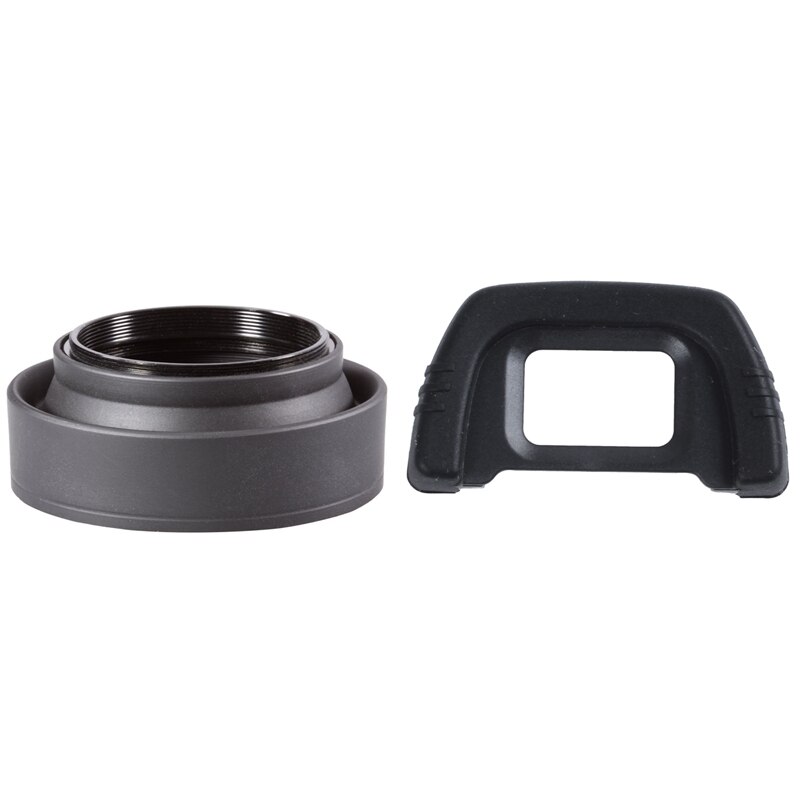 2 Pcs Camera Accessoires: 5 Pcs DK-21 Zoeker Oculair &amp; 1 Pcs 52Mm 3-In-1 Zonnekap Lens