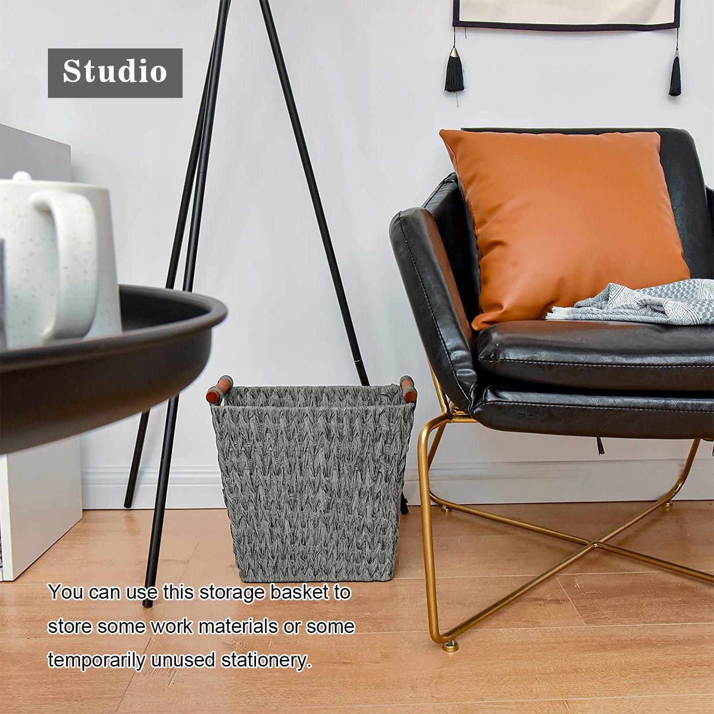 Slaapkamer Organiseren Woonkamer Decor Rieten Mand Speelgoed Bin Opslag Lade Rustieke Stijl Hand Geweven Rieten Mand Met Houten Handgrepen