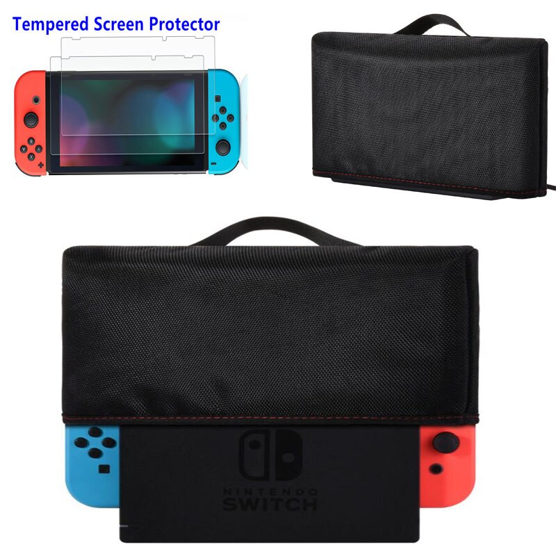 For Nintendo Switch NS Switch Charging Dock Dustproof Protect Cover Dust Guard, Anti Scratch Waterproof Cover Sleeve Hand Strap: cover with film