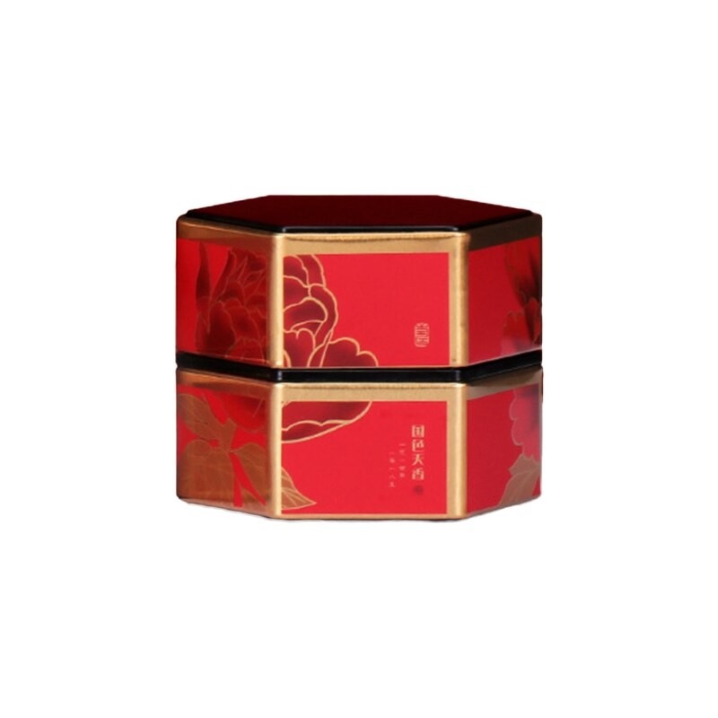 Q1JB Hexagon Thee Opslag Containers Thee Blikken Voedsel Opslag Container Snoeppot Blikjes Voor Thee Koffie Kruid Chocolade Suiker Kruiden: Red 01