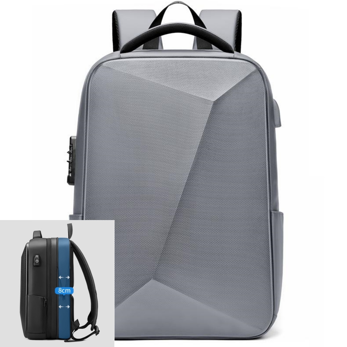 Men's 15.6 inch Laptop Backpack Expandable Travel Bag Waterproof Anti-theft Business Backpack USB Charging ABS Hard Shell Bag: Blue