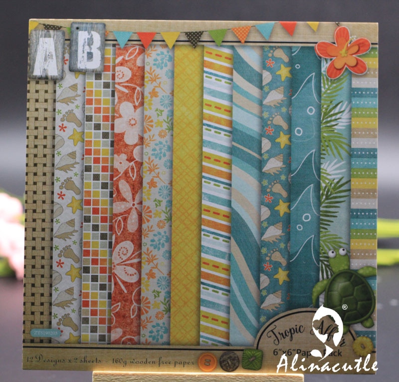 AlinaCraft 24 sheets 6"X6" patterned paper tropic allair Scrapbooking paper pack handmade craft paper craft Background pad