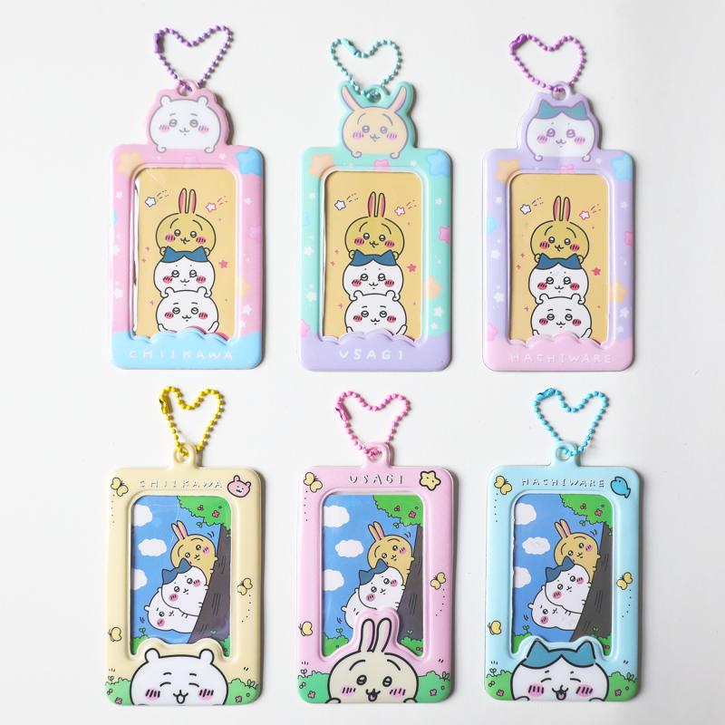 Kawaii Chikawas Hachiware Usagi 3 pulgadas foto tarjetero cubierta de tarjeta identificación de crédito tarjeta bancaria álbum foto carpeta titular llavero