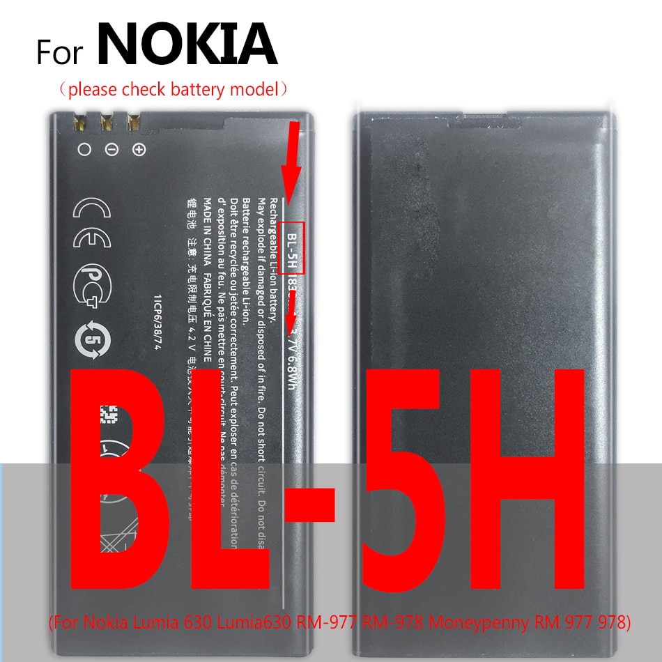 1830Mah BL-5H Batterij Voor Nokia Lumia 630 38 635 636 Lumia630 RM-977 RM-978 BL5H Bl 5H mobiele Telefoon