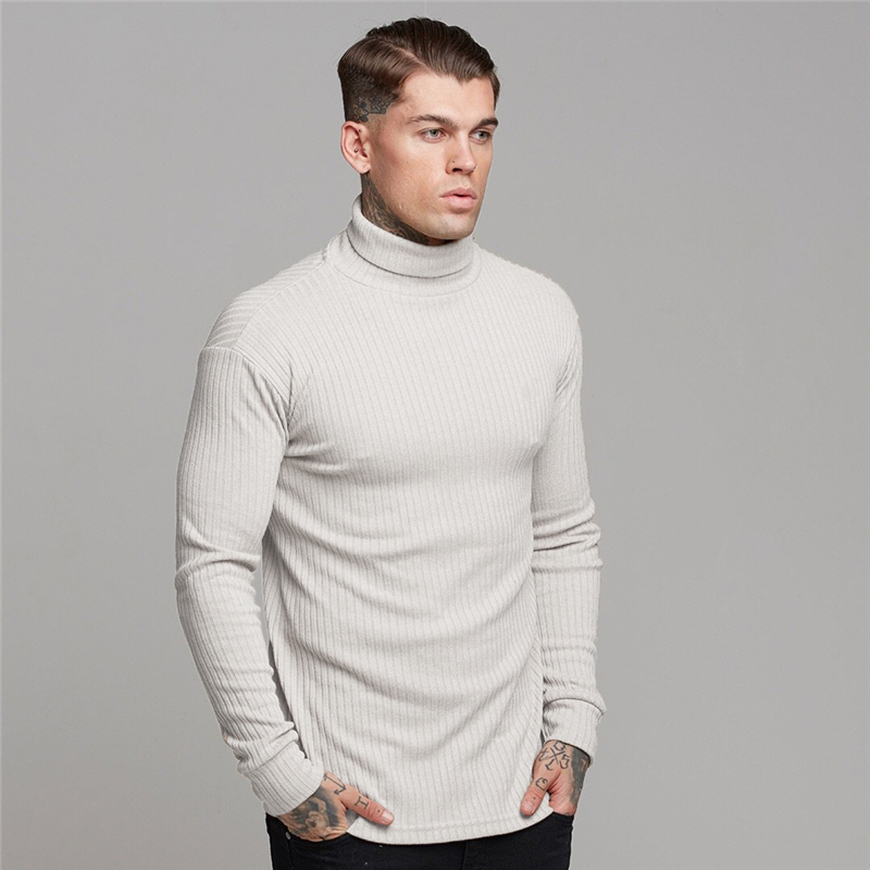 Herfst Mannen Coltrui Truien Mannelijke Solid Slim Fit Gebreide Truien Casual Truien Truien Pull Homme
