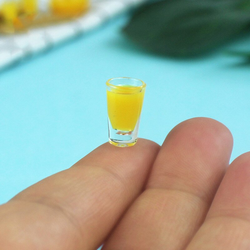 1:12 Resin Dollhouse Mini Lemon Milk Tea Water Cup Kitchen Miniature Dollhouse Accessories Cups Toy Doll House Decoration: A2