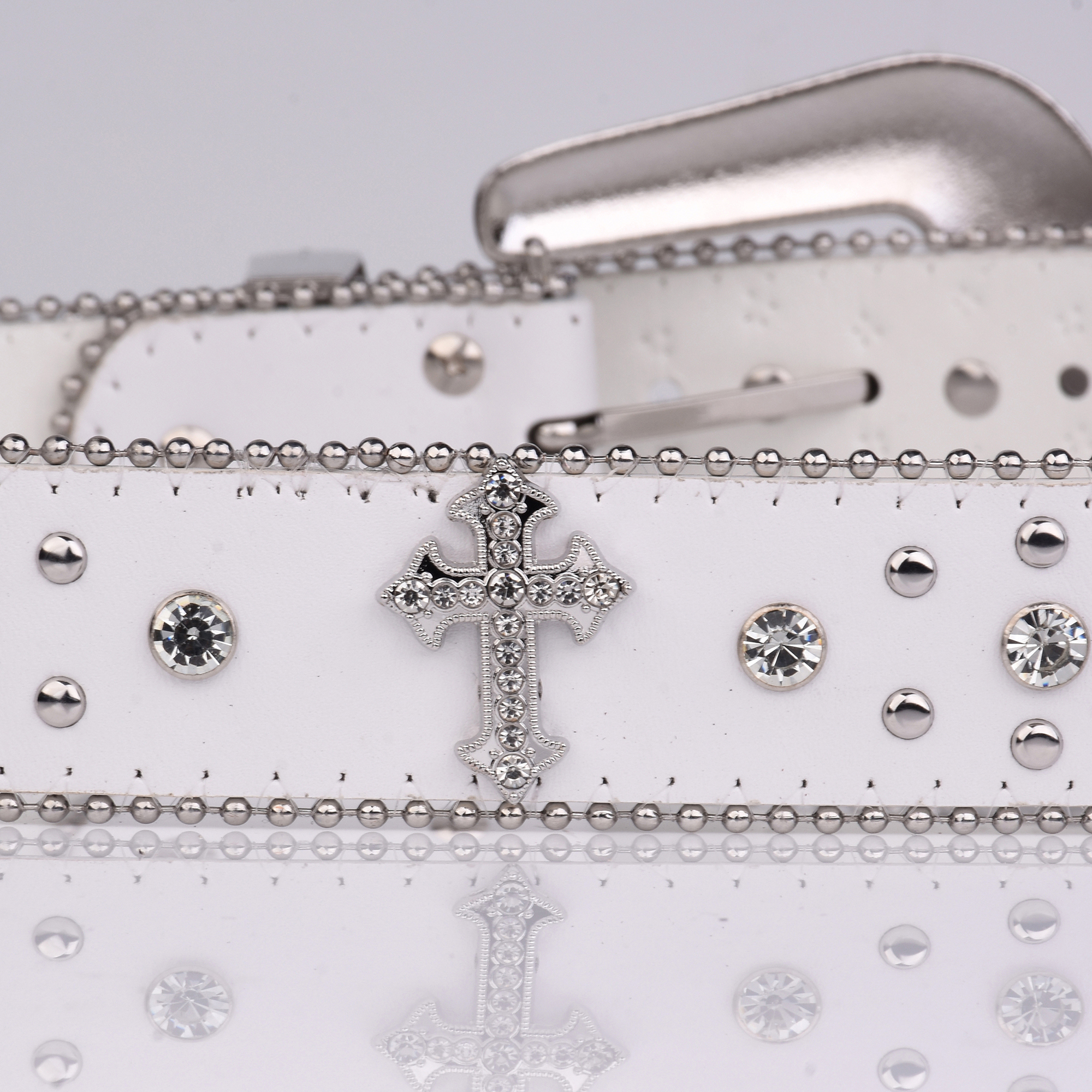 Cinturón blanco con diamantes de imitación Punk para mujer, masculina, pantalones vaqueros occidentales, joyería, de , cinturón vaquero Y2K