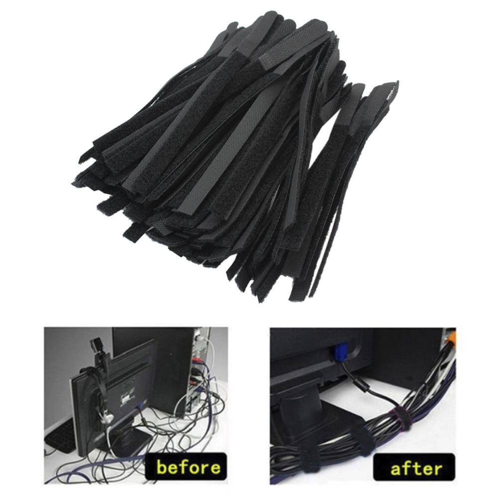 Random Color Ties Hook Eyelet Hole Cables Loop Cable Tie Hook Loop Sticky Straps Nylon Cable 100pcs Management Tool Wire