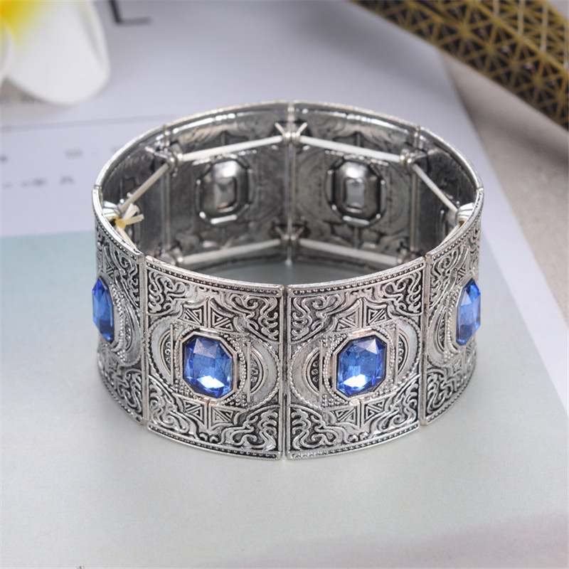 Silber-farbe Manschette Armbinde Für Frauen Ethnische Schmuck Jahrgang Kristall Stein Armbänder Gold Bohemien Breite Armreifen pulseras