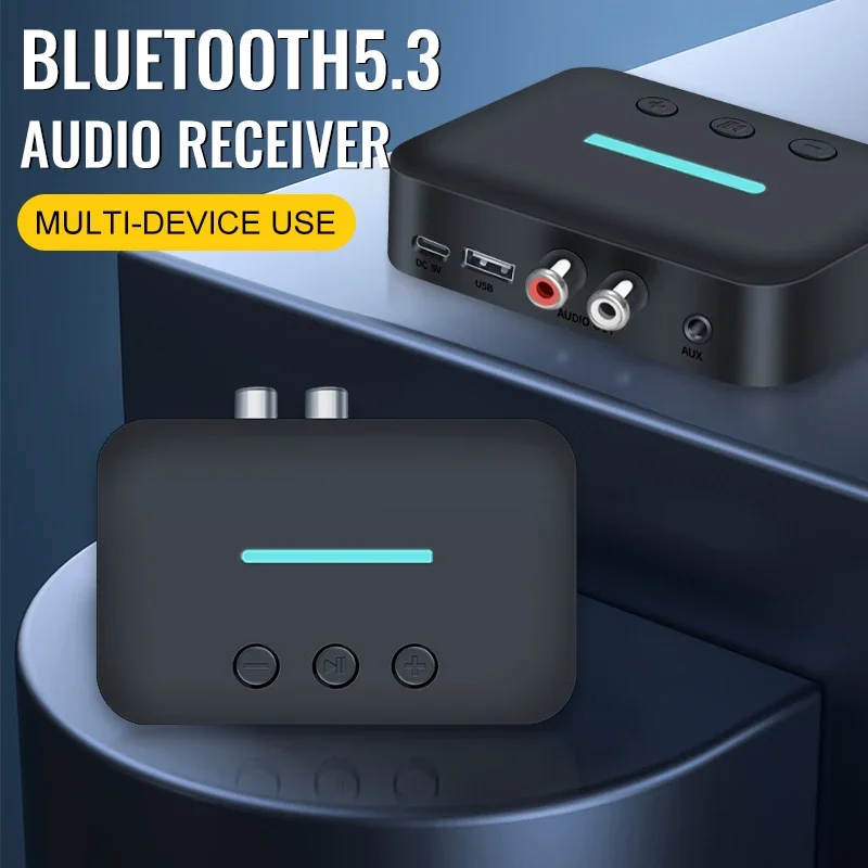 Bluetooth 5.3 Audio Ontvanger Adapter Draadloze Stereo Muziek Usb 3.5Mm Aux R/L Rca Ondersteuning U-Disk Afspelen Voor Desktop Speaker Amp