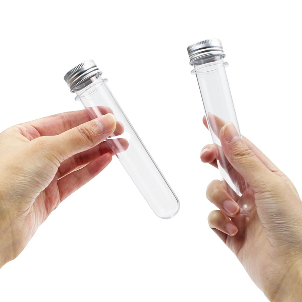25PCS 30ml Excellent Plastic Transparent Test Tubes With Aluminum CapS Bottles 25x110mm Party Favors Lab Supplies