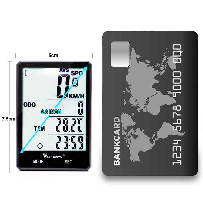 West Biking Wireless Bike Computer Speedometer Odometer Rainproof Bike Measurable Temperature Stopwatch Cycling Bicycle Computer
