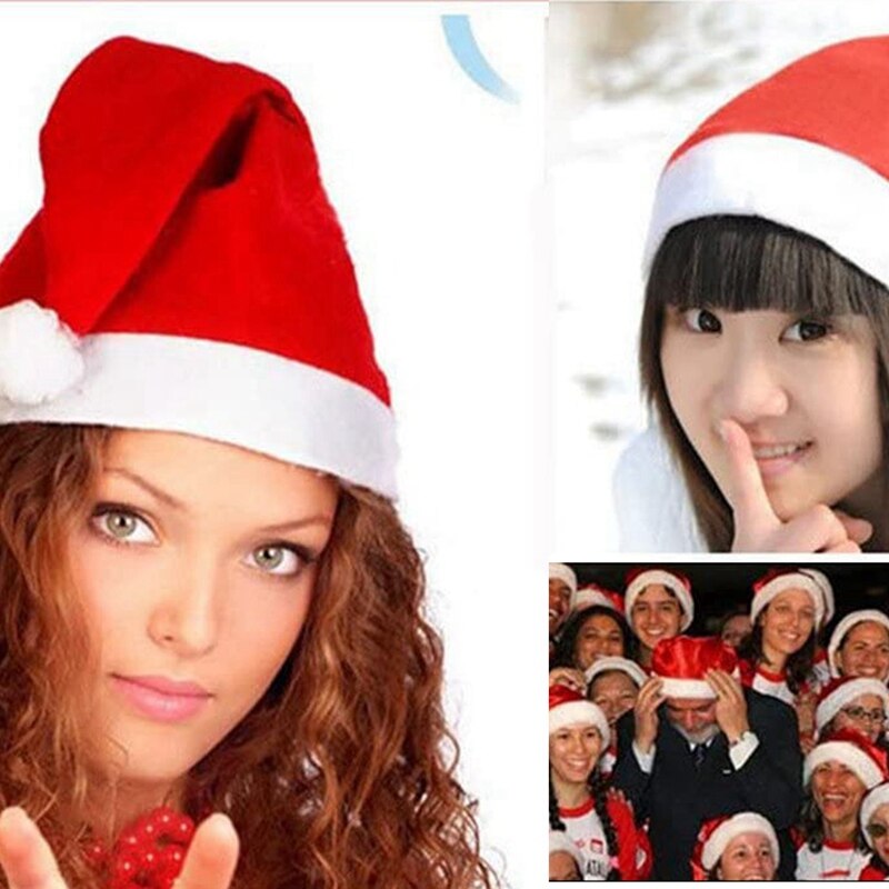 20 Pack Bulk Christmas Santa Hats For Adults, Classic Red Xmas Hats For Party Costume