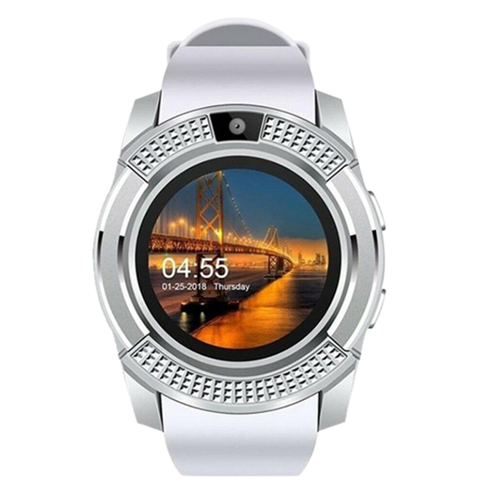 V8 Clever Uhr Männer Sport Bluetooth Uhr Wasserdicht Mikro SIM Kamera Handgelenk Uhren für Android Y1 Intelligente uhr Schrittzähler: Silber