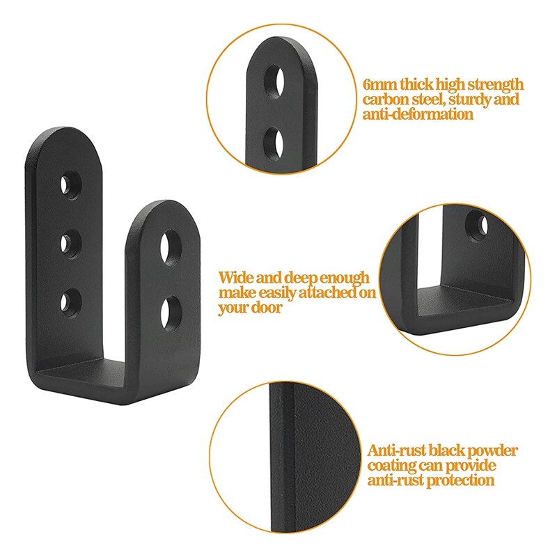 2 Pack Door Barricade U Brackets Open Bar Security Door Brackets for Home,Garage Door Reinforcement Fits 2X4 Boards