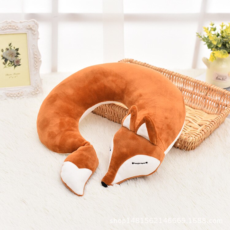 Schöne Fuchs Tier Baumwolle Plüsch U Form Hals Kissen Reise Auto Nach Hause Kissen Nickerchen Cartoon U Form Kissen für Flug flugzeug Reise: orange