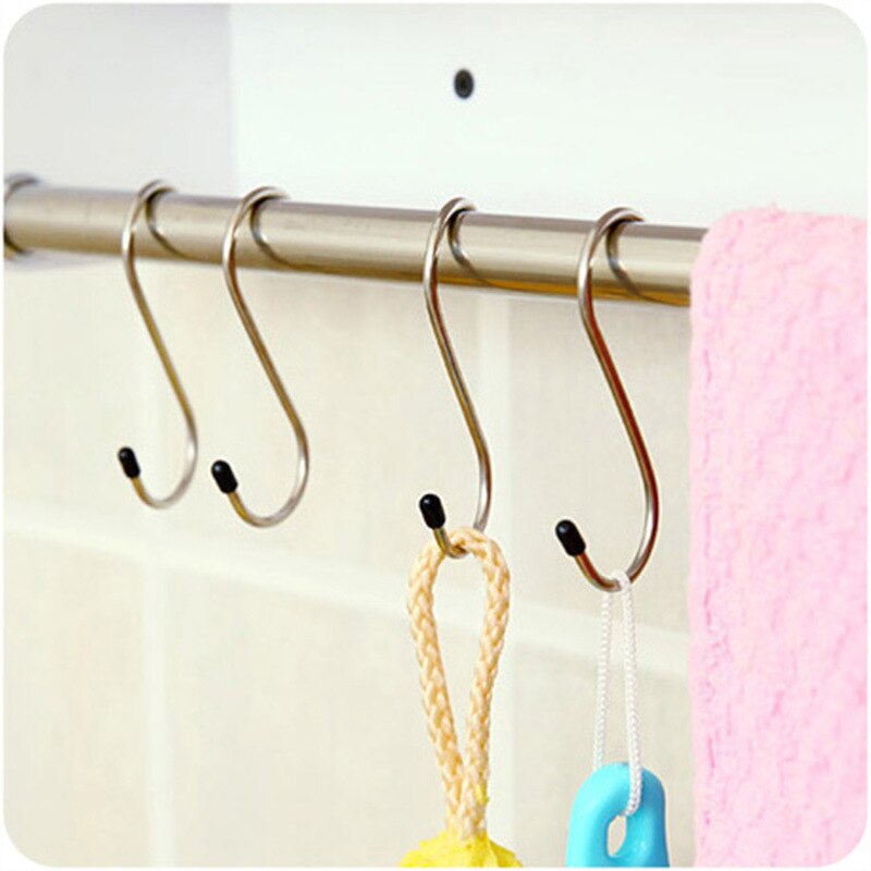 Vierdelige s-vormige haak voor thuis, roestvrijstalen s-haak voor in de keuken, supermarkt, multifunctionele haak