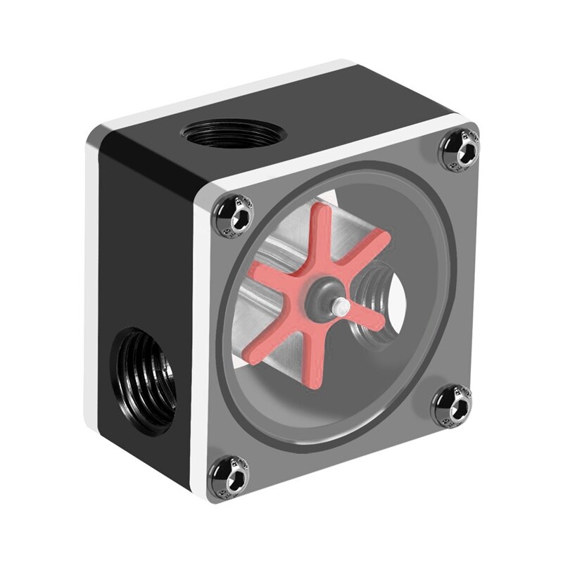 3 Way Water Cooling Flow Indicator, G1/4 Threaded 6 Impeller Water Flow Sensor for PC Water Cooling System