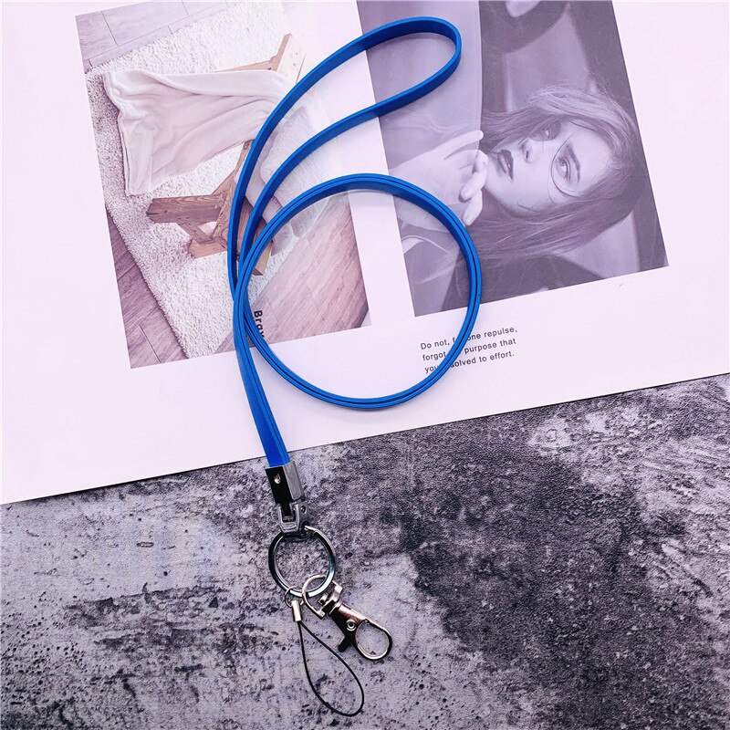 Geschäft PU Leder Lanyards Nacken Gurt Für Ich würde bestehen Karte Abzeichen Fitnessstudio Schlüssel/praktisch Usb Halfter Diy Hängen seil Lariat Schlüsselband: Blau 2