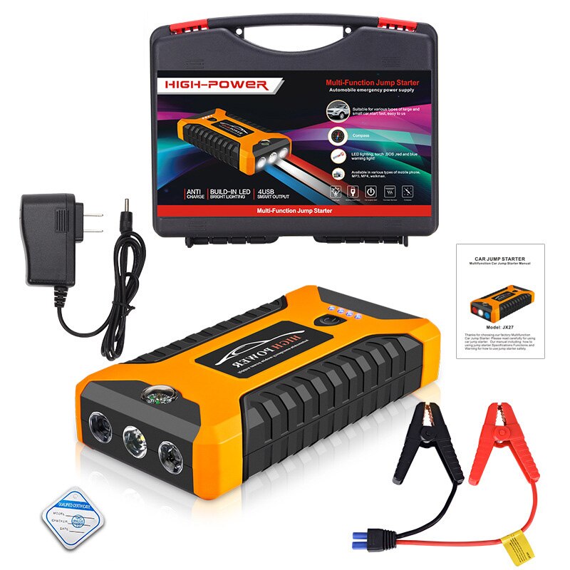 Car jump starter powerbank 20000ma 600a 12v utgång bärbar nödstartsladdare för bilbatteriförstärkare: Gul