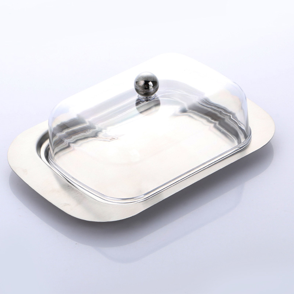 304 Stainless Steel Butter Dish Box Container Cheese Server Storage Keeper Tray with Lid Kitchen Dinnerware