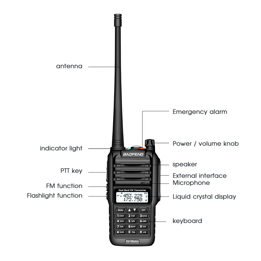 Til baofeng uv -9r plus 15w kraftfuld håndholdt transceiver med uhf vhf dual band walkie talkie skinke  ip67 vandtæt tovejs radio