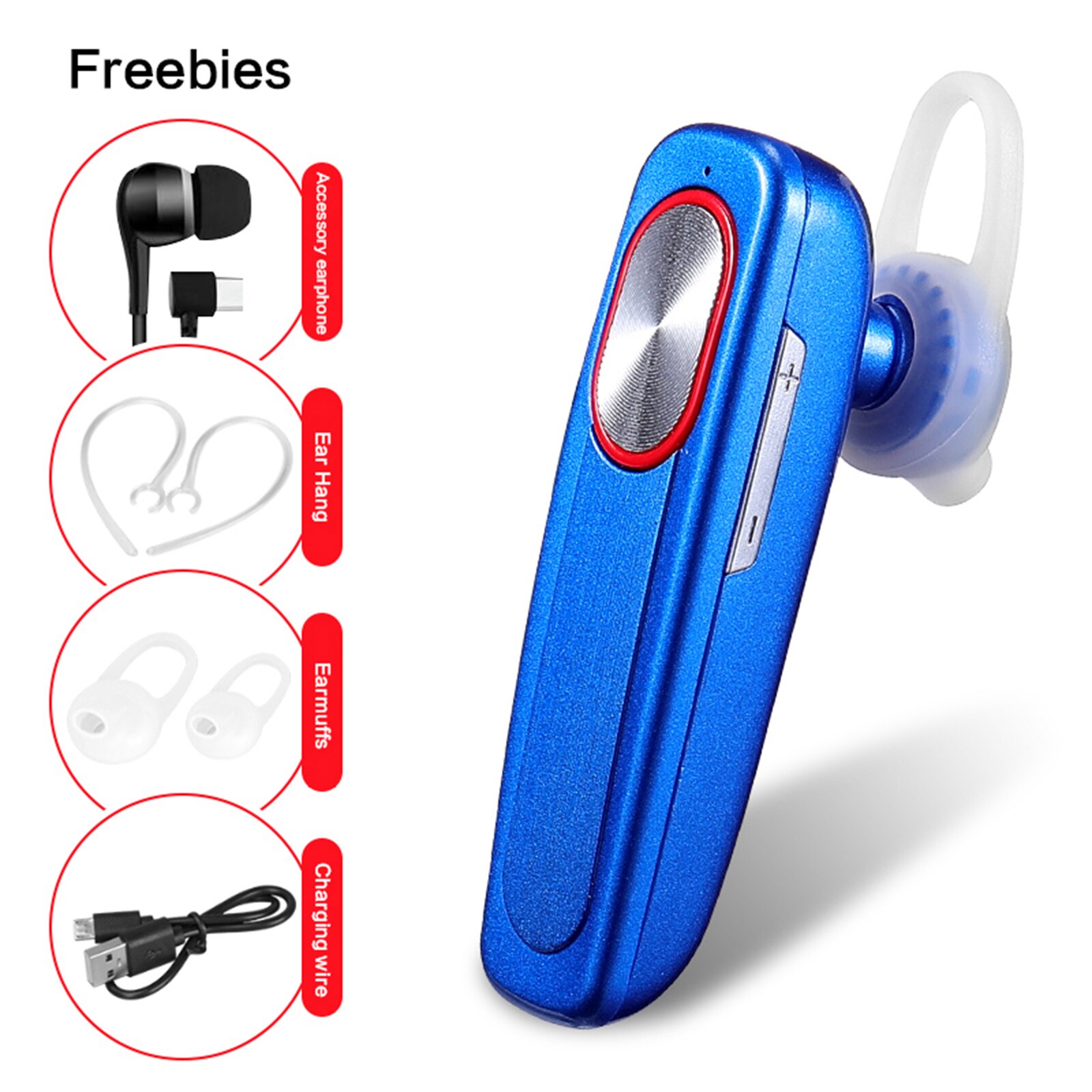 Bluetooth Lange Standby Headset Met Ingebouwde Microfoon 20 Uur Praten Opladen Case Laptop Rijden Voor Business Kantoor Truck: Marineblauw
