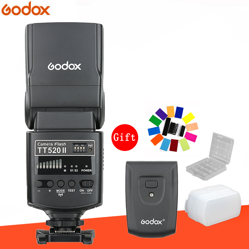 Godox-Flash TT520 II TT520II con señal inalámbrica integrada de 433MHz, Kit de filtro de Color para cámaras DSLR Canon, Nikon, Pentax, Olympus