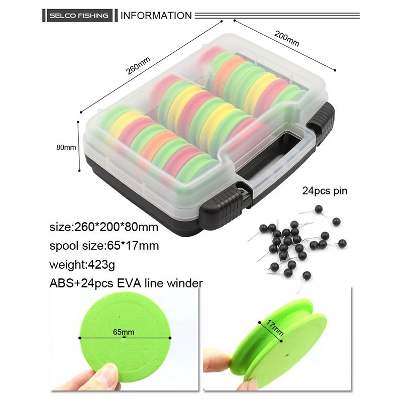 Bobines de pêche et gréement, 24 pièces, en mousse, éponge, Combo pour chef de ligne, organisateur, accessoires de rangement