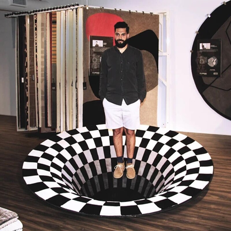 3d vortex illusion tæppe tæppe tapis indtryk tæppe gulv pad indtryk print bundløs hulmåtte tæppe værelse dekoration