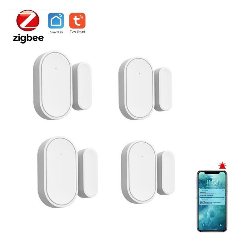 Tuya Zigbee Door Sensor Mini Magnetic Garage Door Window Opening Sensor Open / Close Home Security Alert Security Alarms