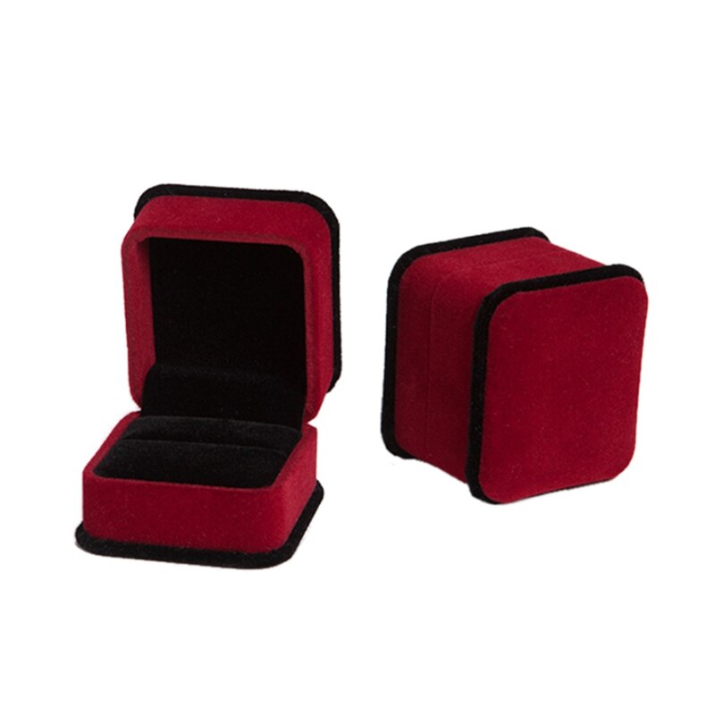 Valentines day ring velvet packaging box jewelry organizer earrings pendant women accessories case: Healthy Red / Ring box